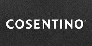 The word "COSENTINO" in bold white capital letters is displayed on a black textured background.