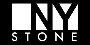Black and white logo with the word "STONE" below large, bold letters "NY" formed by negative space within rectangles.